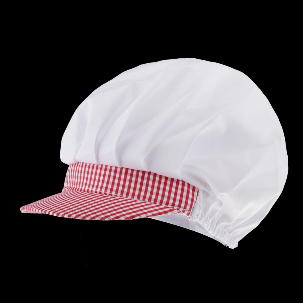 Chef Hat Catering Hair Net Workshop Net Cap Red Grid-C