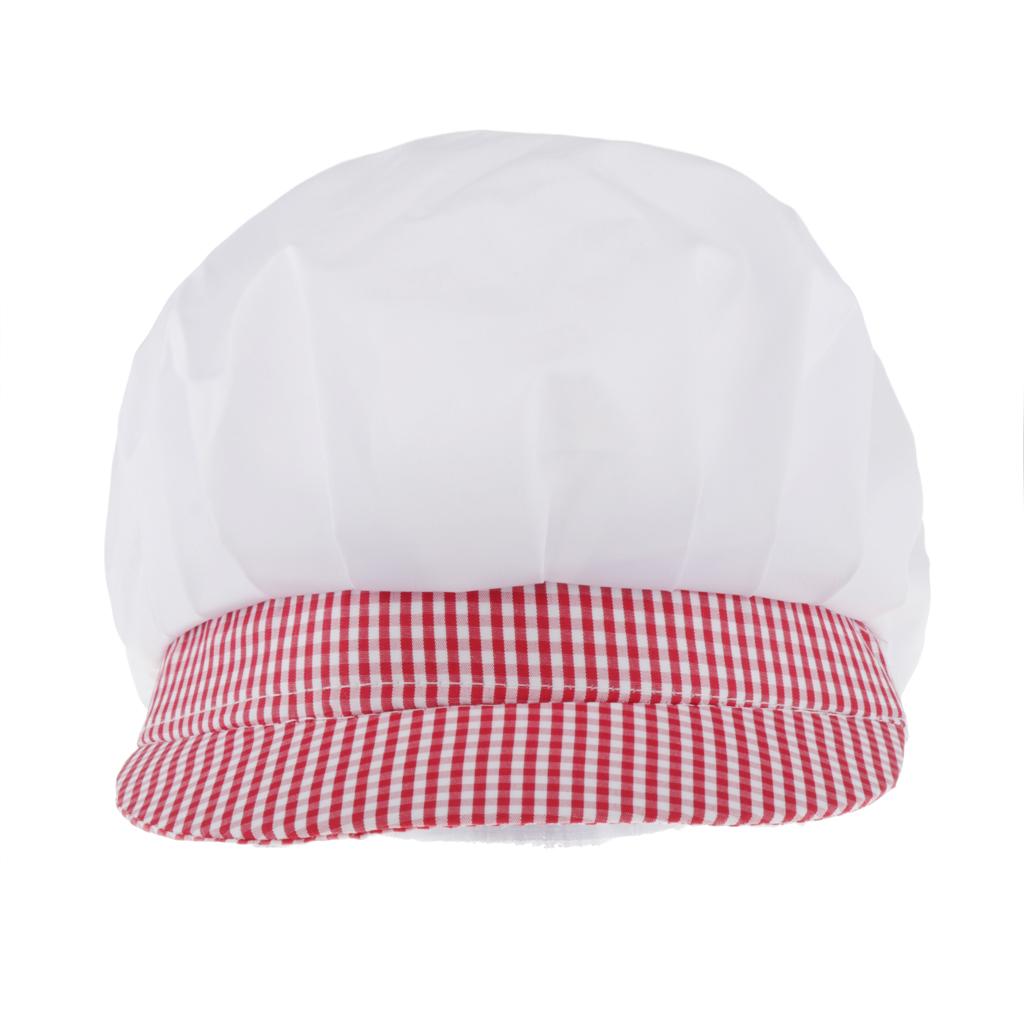 Chef Hat Catering Hair Net Workshop Net Cap Red Grid-C