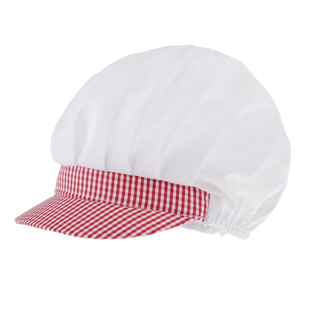 Chef Hat Catering Hair Net Workshop Net Cap Red Grid-C