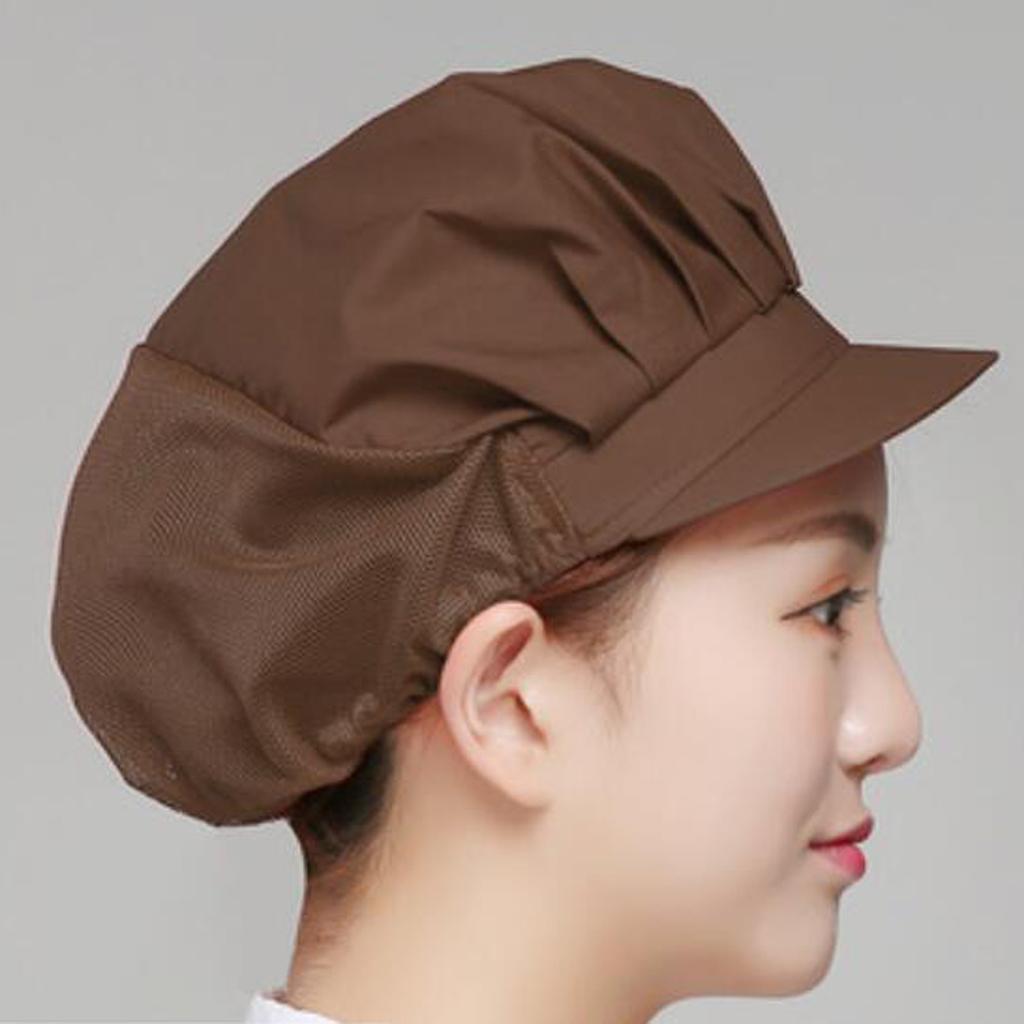 Chef Hat Catering Hair Net Workshop Net Cap Coffee-B