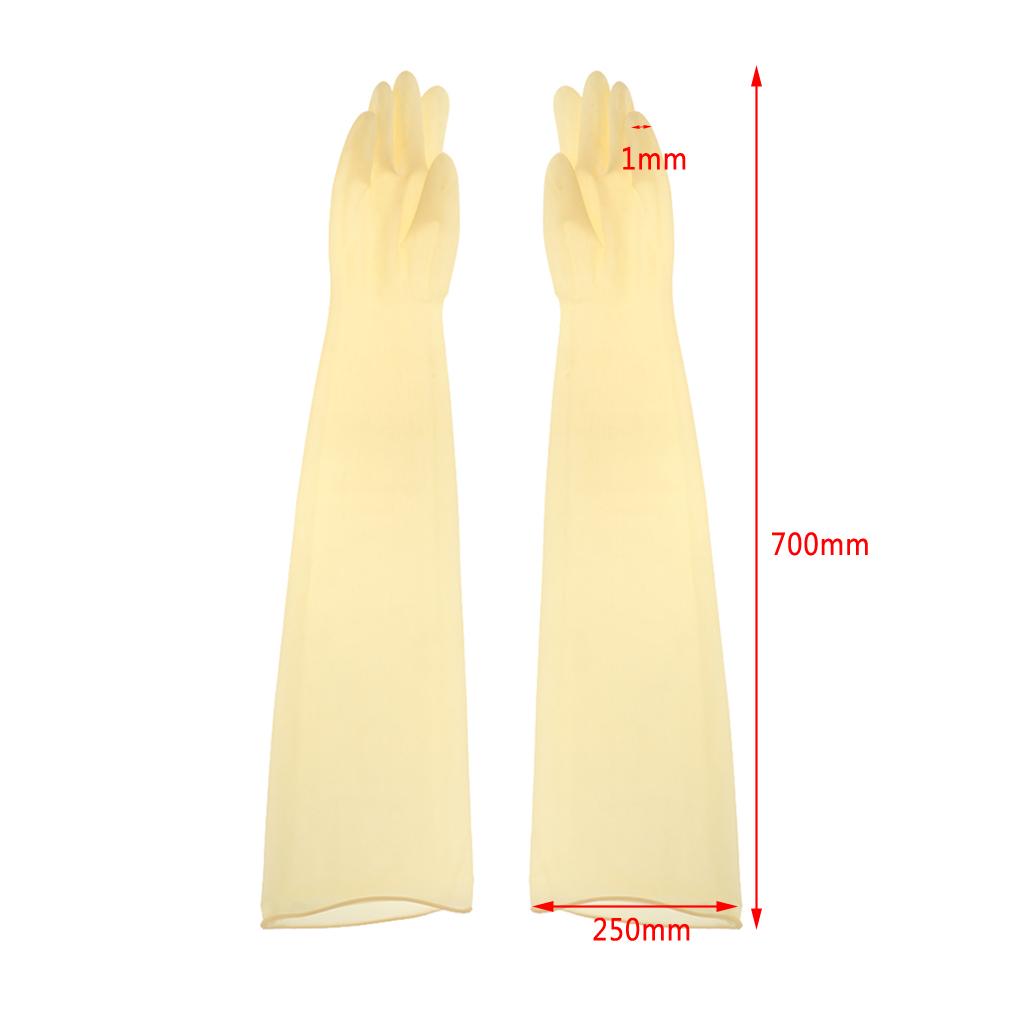 1 Pair 70cm Industrial Anti Acid Alkali Rubber Gloves Yellow 700x160x1.0mm