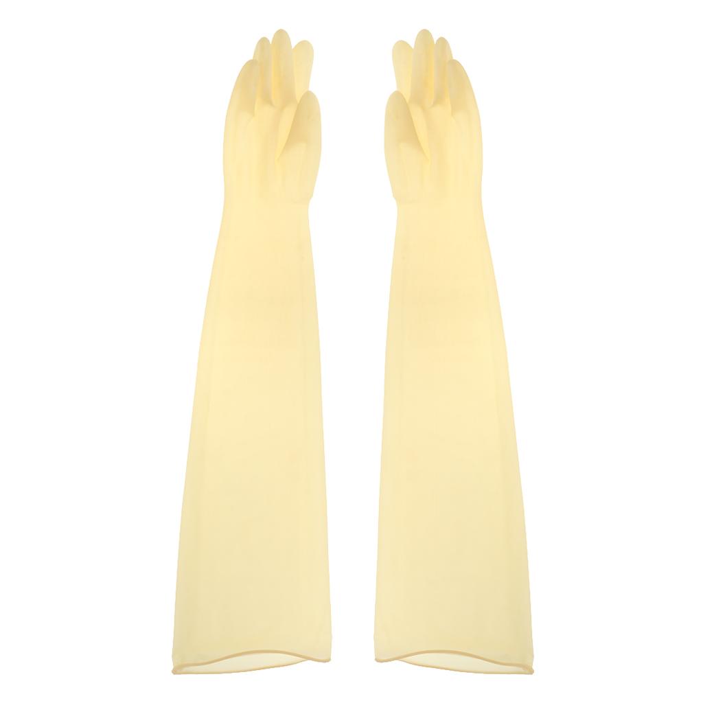 1 Pair 70cm Industrial Anti Acid Alkali Rubber Gloves Yellow 700x160x1.2mm