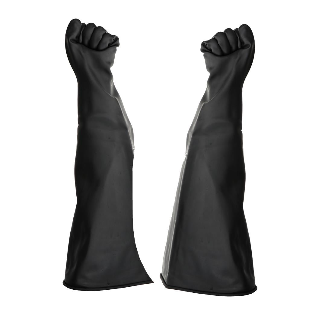 1 Pair 60cm Industrial Anti Chemical Acid Alkali Rubber Gloves Accs Black