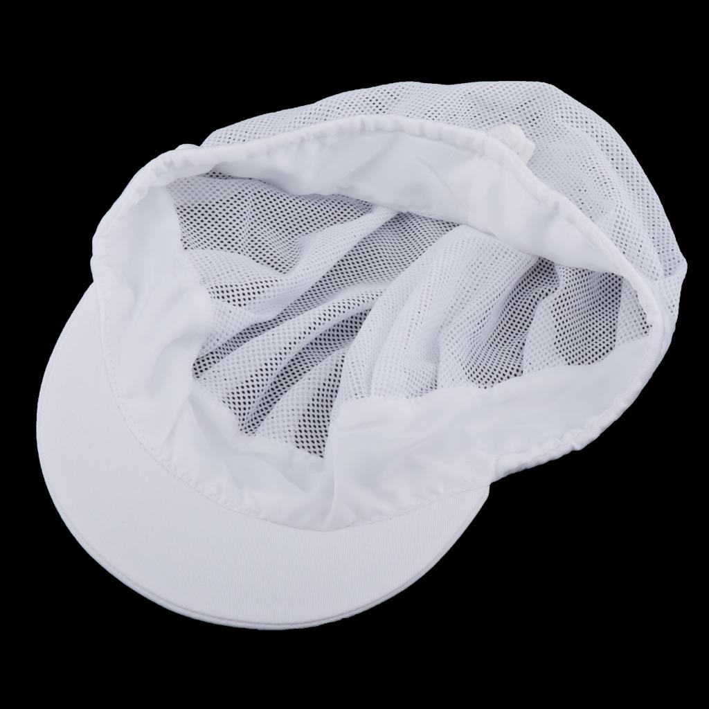 Adjustable Men Women Breathable Mesh Top Kitchen Chef Cap Hat White