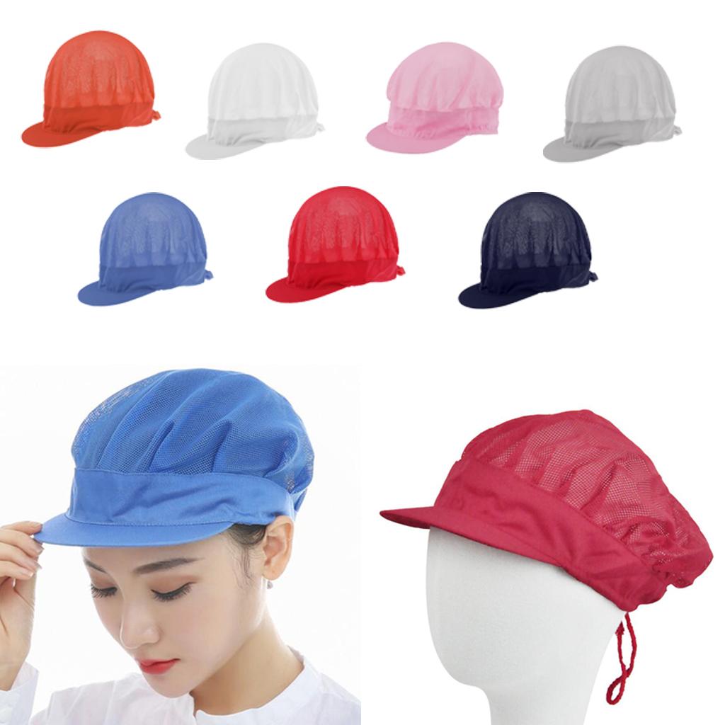 Adjustable Men Women Breathable Mesh Top Kitchen Chef Cap Hat White