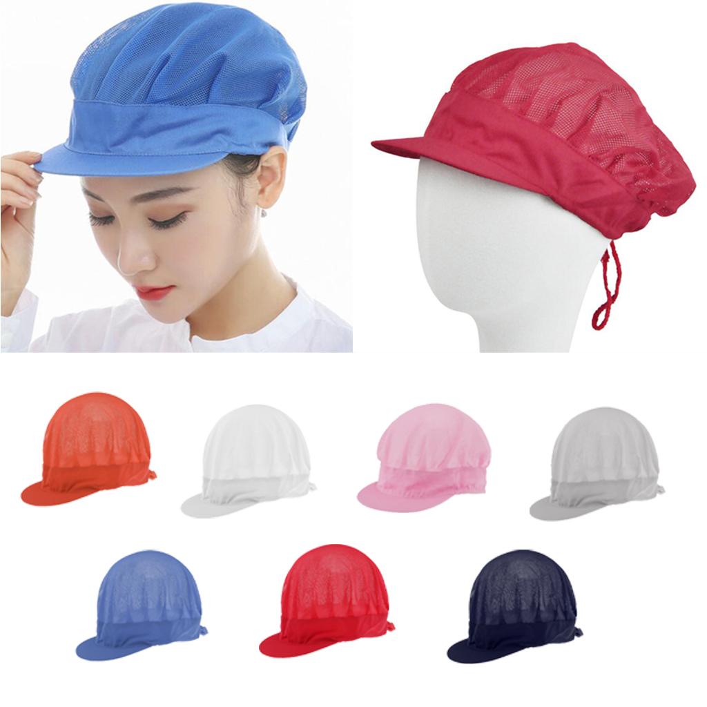 Adjustable Men Women Breathable Mesh Top Kitchen Chef Cap Hat White