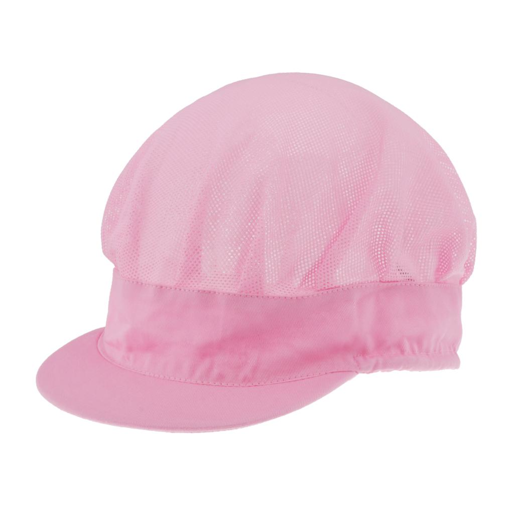 Adjustable Men Women Breathable Mesh Top Kitchen Chef Cap Hat Pink