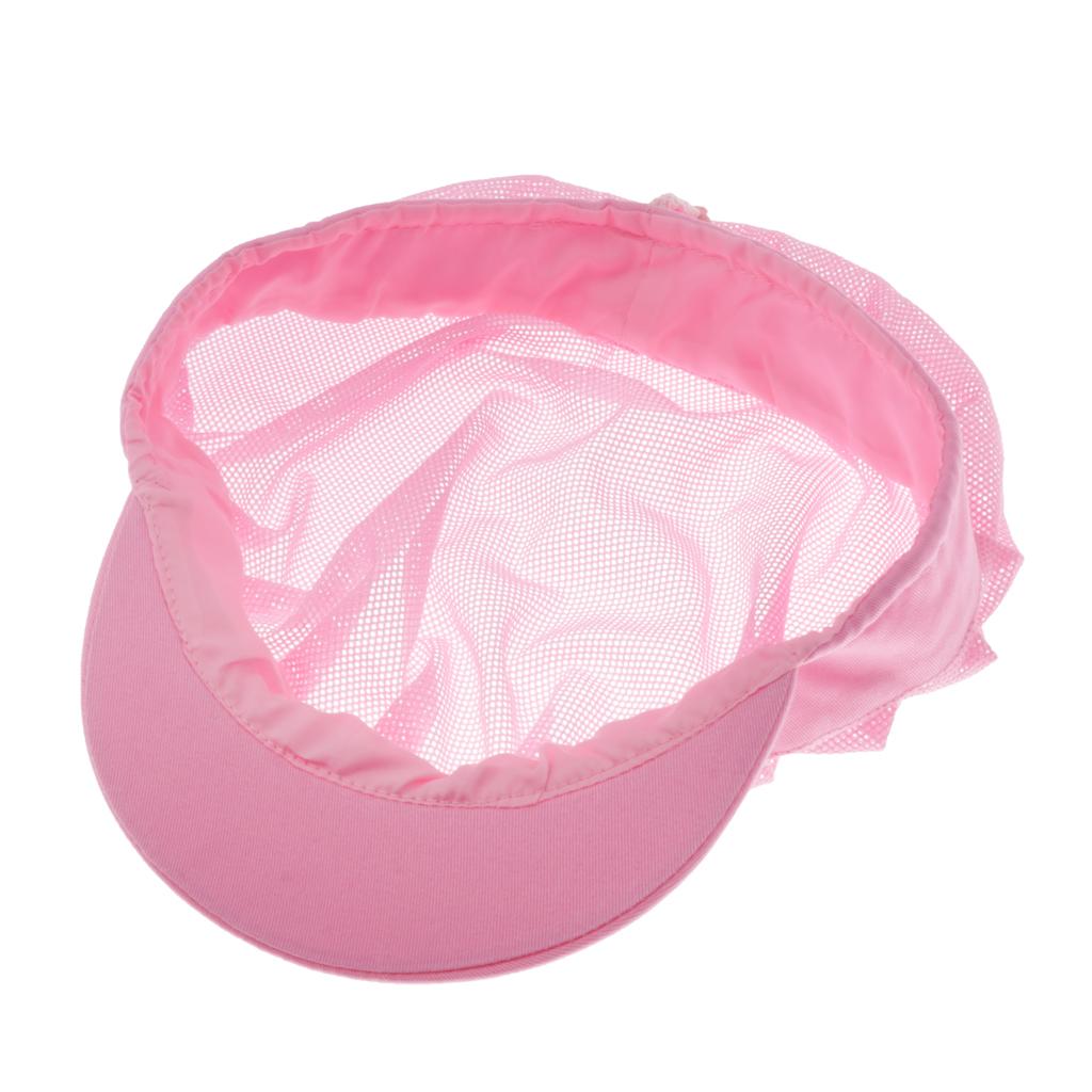 Adjustable Men Women Breathable Mesh Top Kitchen Chef Cap Hat Pink