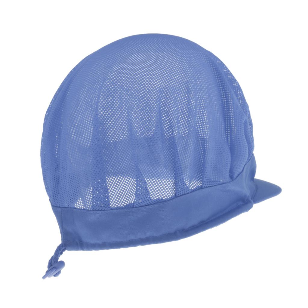 Adjustable Men Women Breathable Mesh Top Kitchen Chef Cap Hat Blue