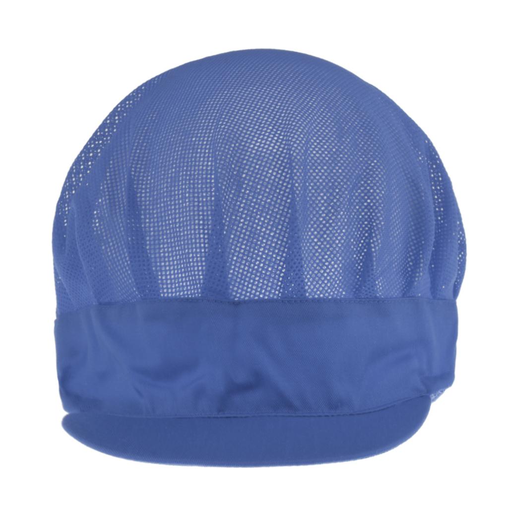 Adjustable Men Women Breathable Mesh Top Kitchen Chef Cap Hat Blue