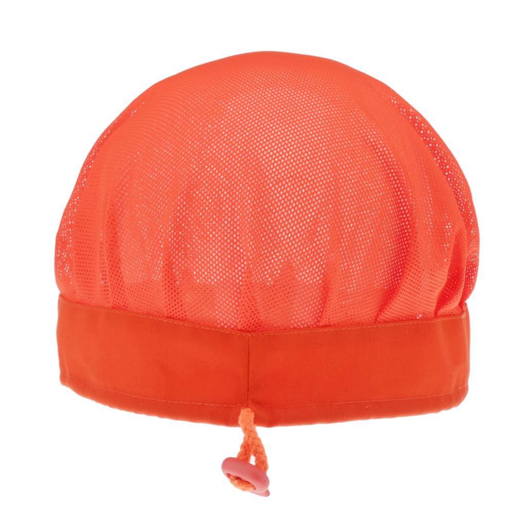 Adjustable Men Women Breathable Mesh Top Kitchen Chef Cap Hat Orange