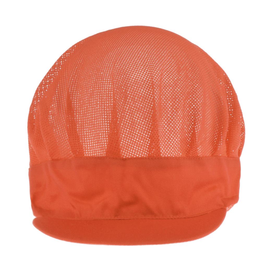 Adjustable Men Women Breathable Mesh Top Kitchen Chef Cap Hat Orange