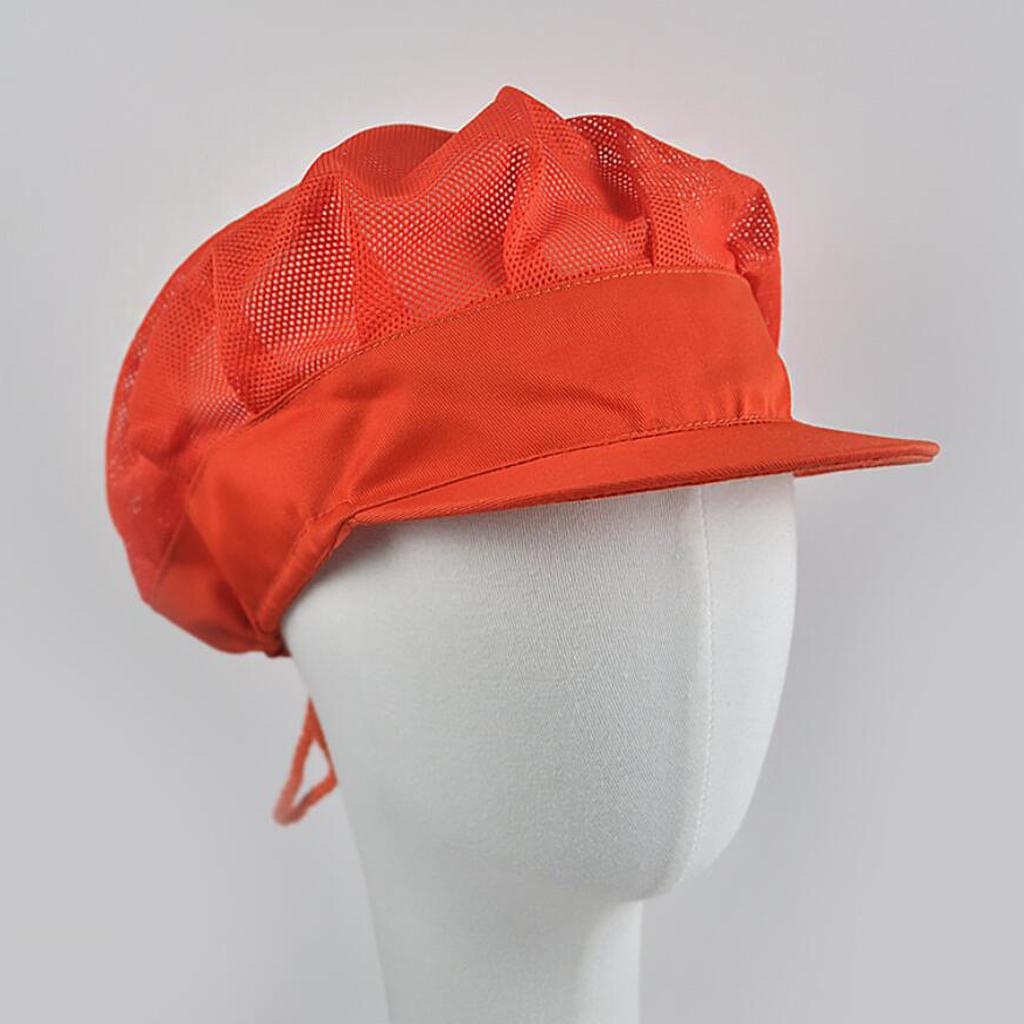 Adjustable Men Women Breathable Mesh Top Kitchen Chef Cap Hat Orange