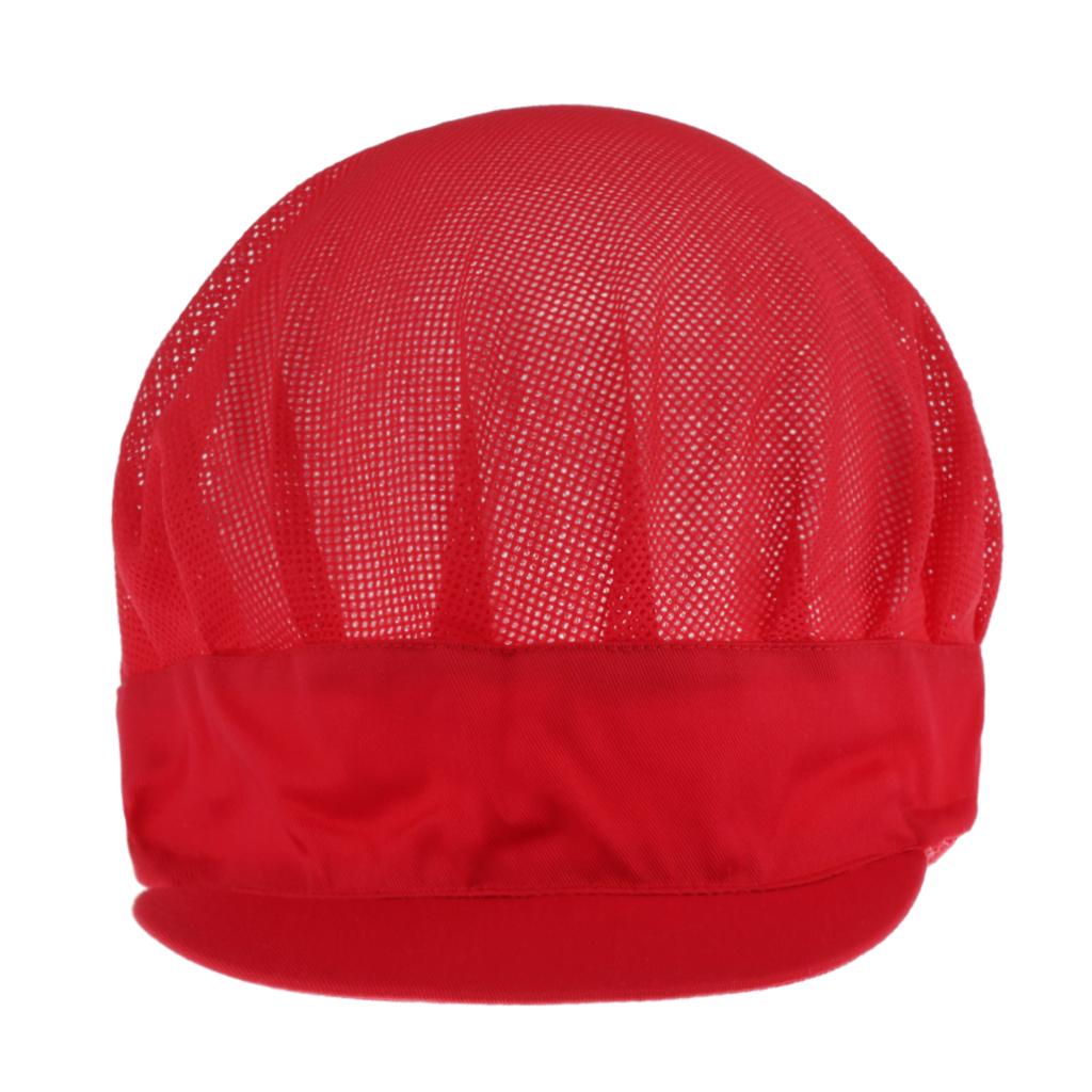 Adjustable Men Women Breathable Mesh Top Kitchen Chef Cap Hat Red