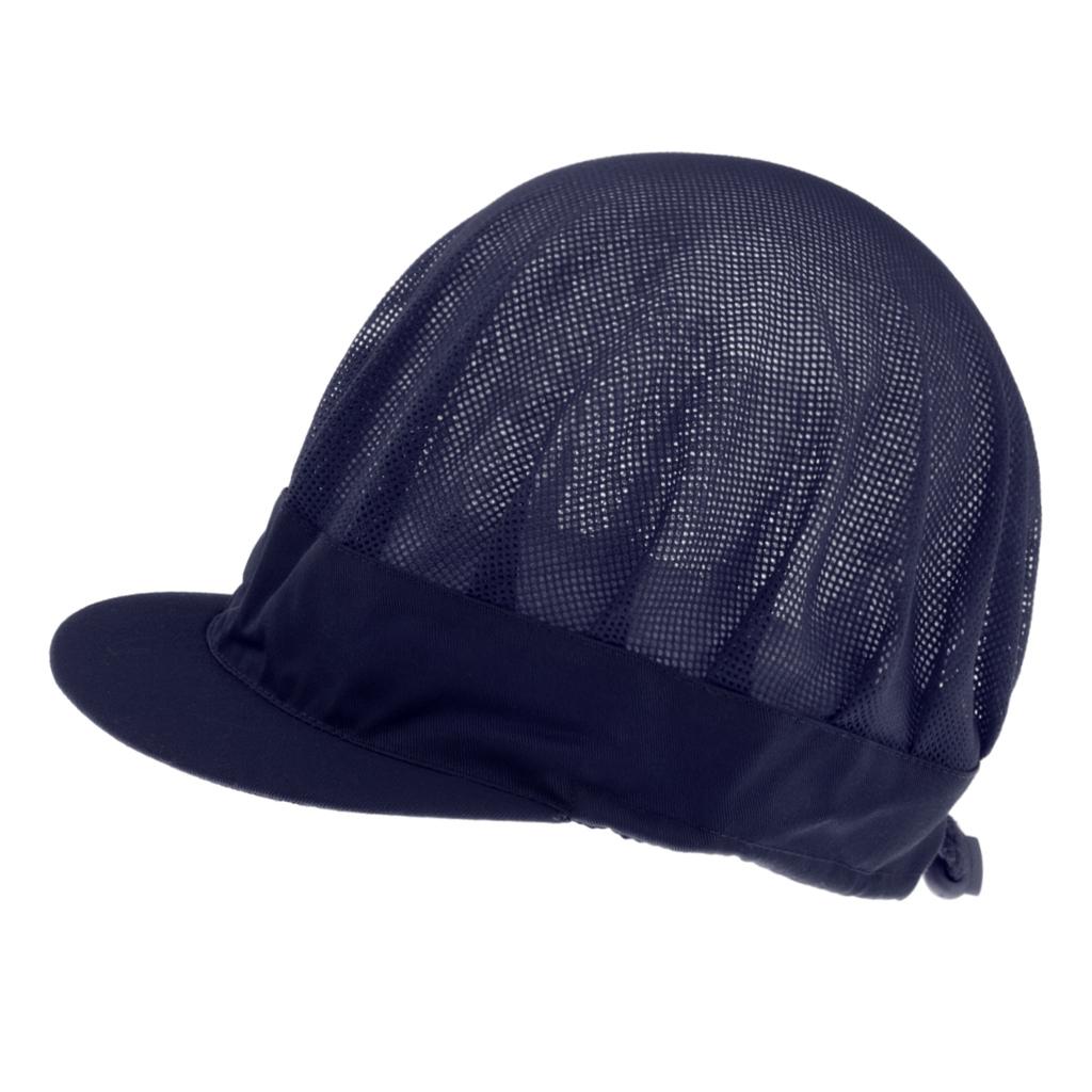 Adjustable Men Women Breathable Mesh Top Kitchen Chef Cap Hat Navy Blue