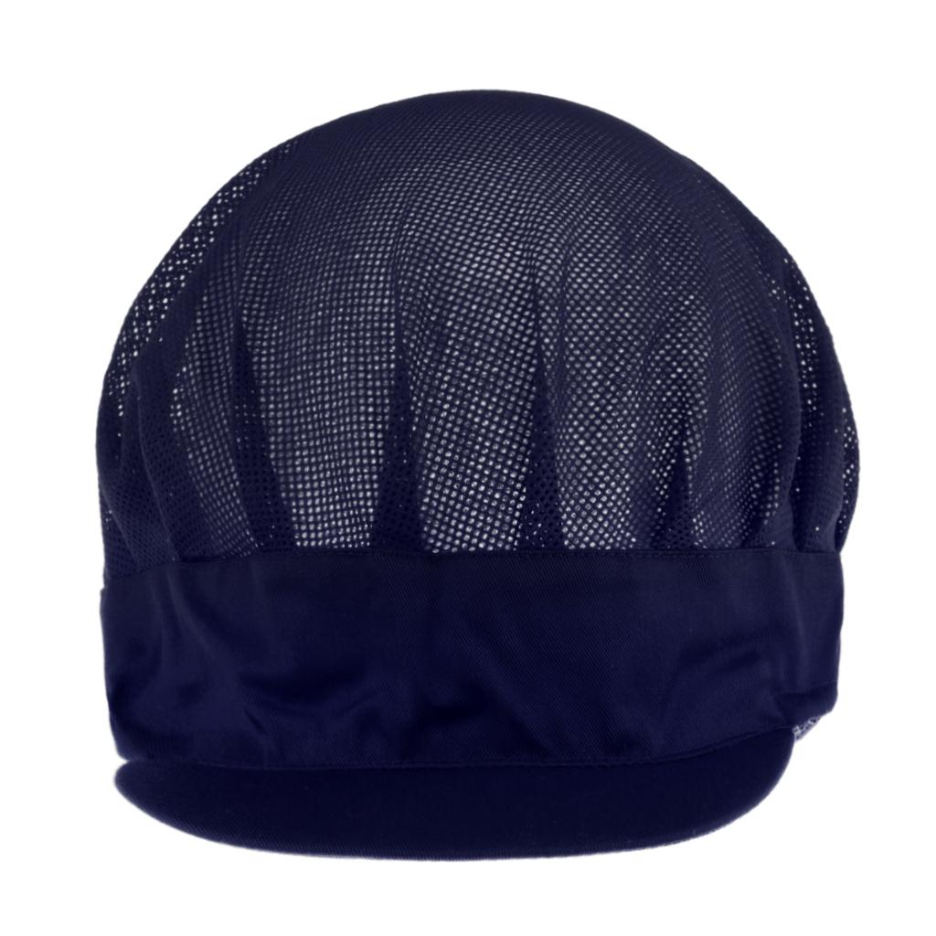 Adjustable Men Women Breathable Mesh Top Kitchen Chef Cap Hat Navy Blue