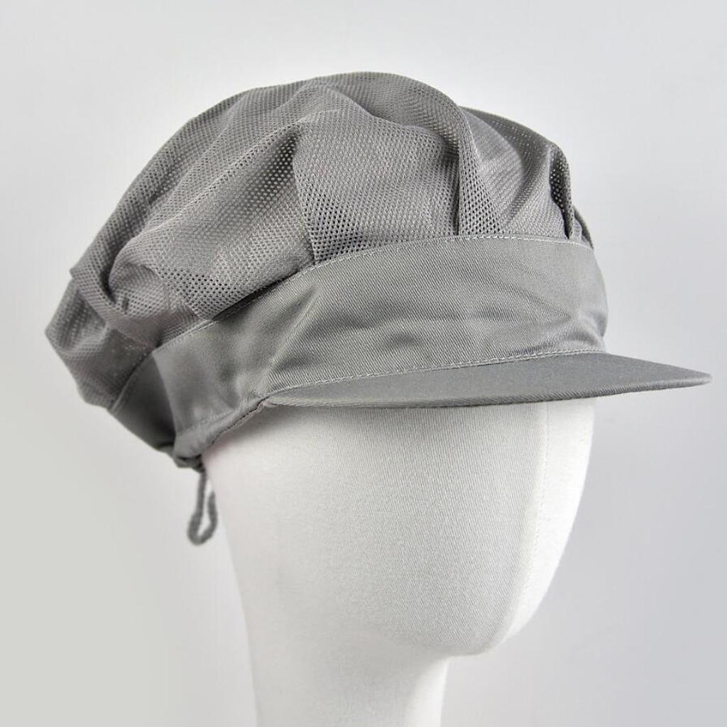 Adjustable Men Women Breathable Mesh Top Kitchen Chef Cap Hat Gray