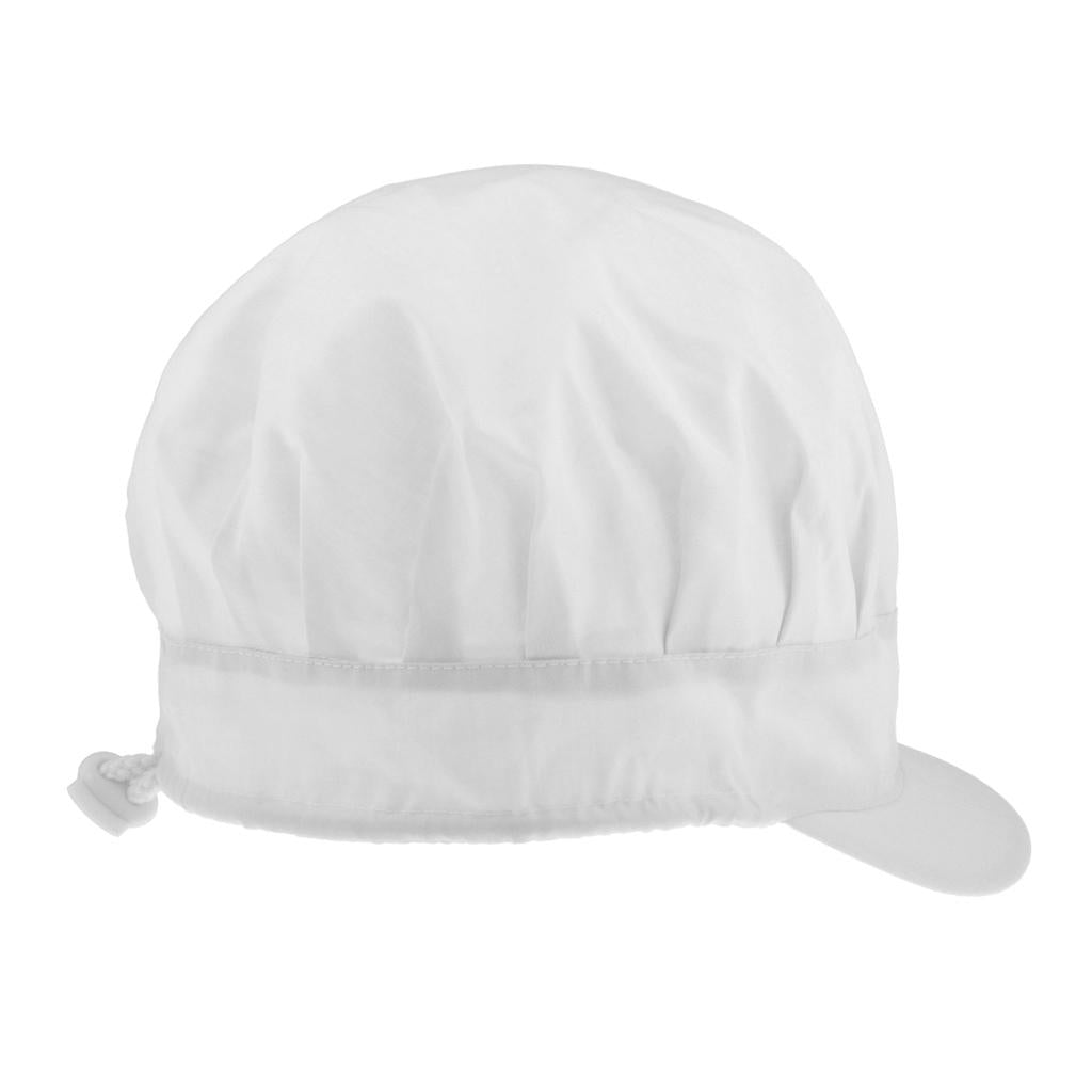 Cook Adjustable Men Women Kitchen Baker Chef Elastic Brim Cap Hat White