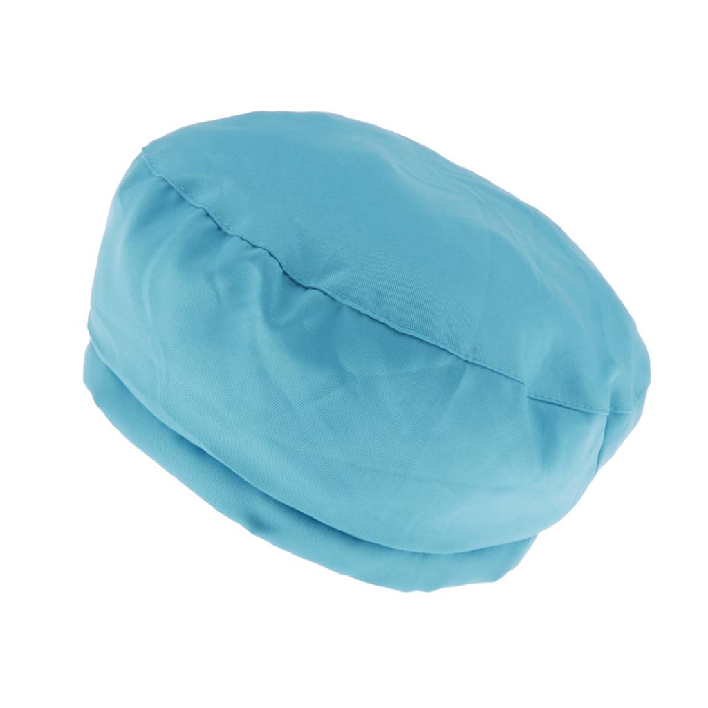 Cook Adjustable Men Women Kitchen Baker Chef Elastic Cap Hat Blue