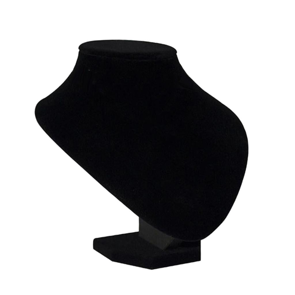 Necklace Pendant Display Bust Mannequin Stand Holder Black Velvet 20x20x17cm