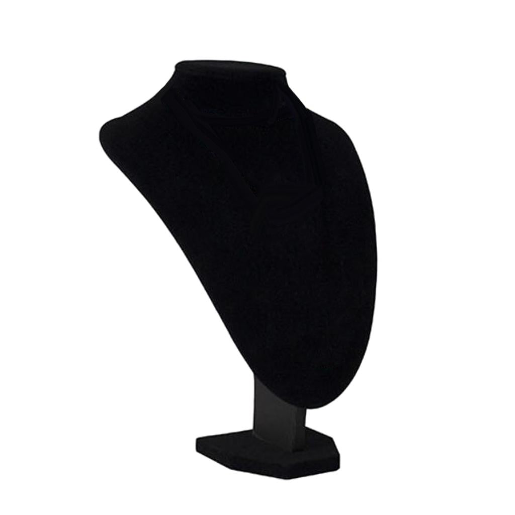 Necklace Pendant Display Bust Mannequin Stand Holder Black Velvet 22x16x13cm