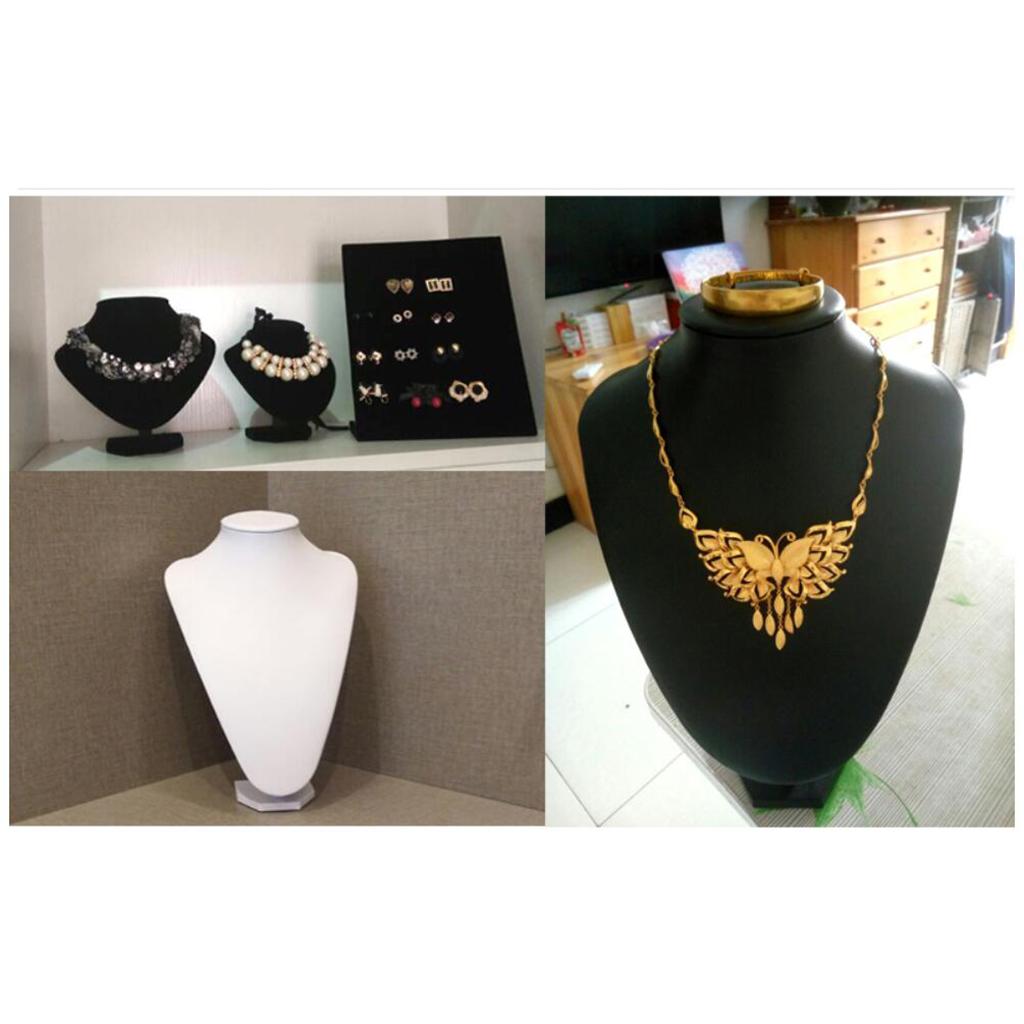 Necklace Pendant Display Bust Mannequin Stand Holder Black Velvet 36x24x20cm