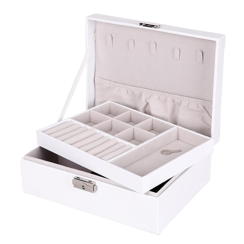 Leather jewelry box white