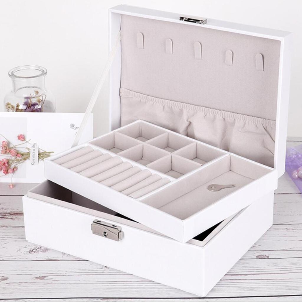 Leather jewelry box white