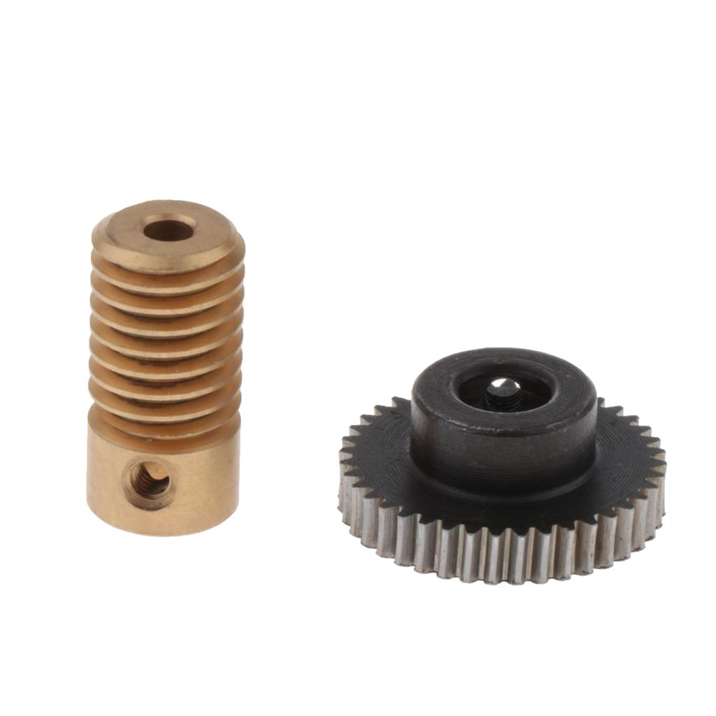 0.5 Modulus Steel Worm Gear Wheel + Brass Gear Shaft Set Hole 3.175mm