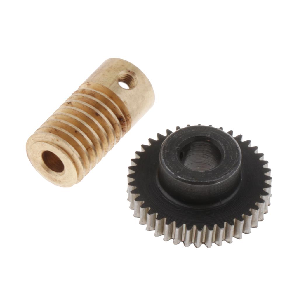 0.5 Modulus Steel Worm Gear Wheel + Brass Gear Shaft Set Hole 4mm