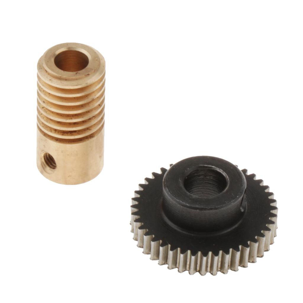 0.5 Modulus Steel Worm Gear Wheel + Brass Gear Shaft Set Hole 5mm