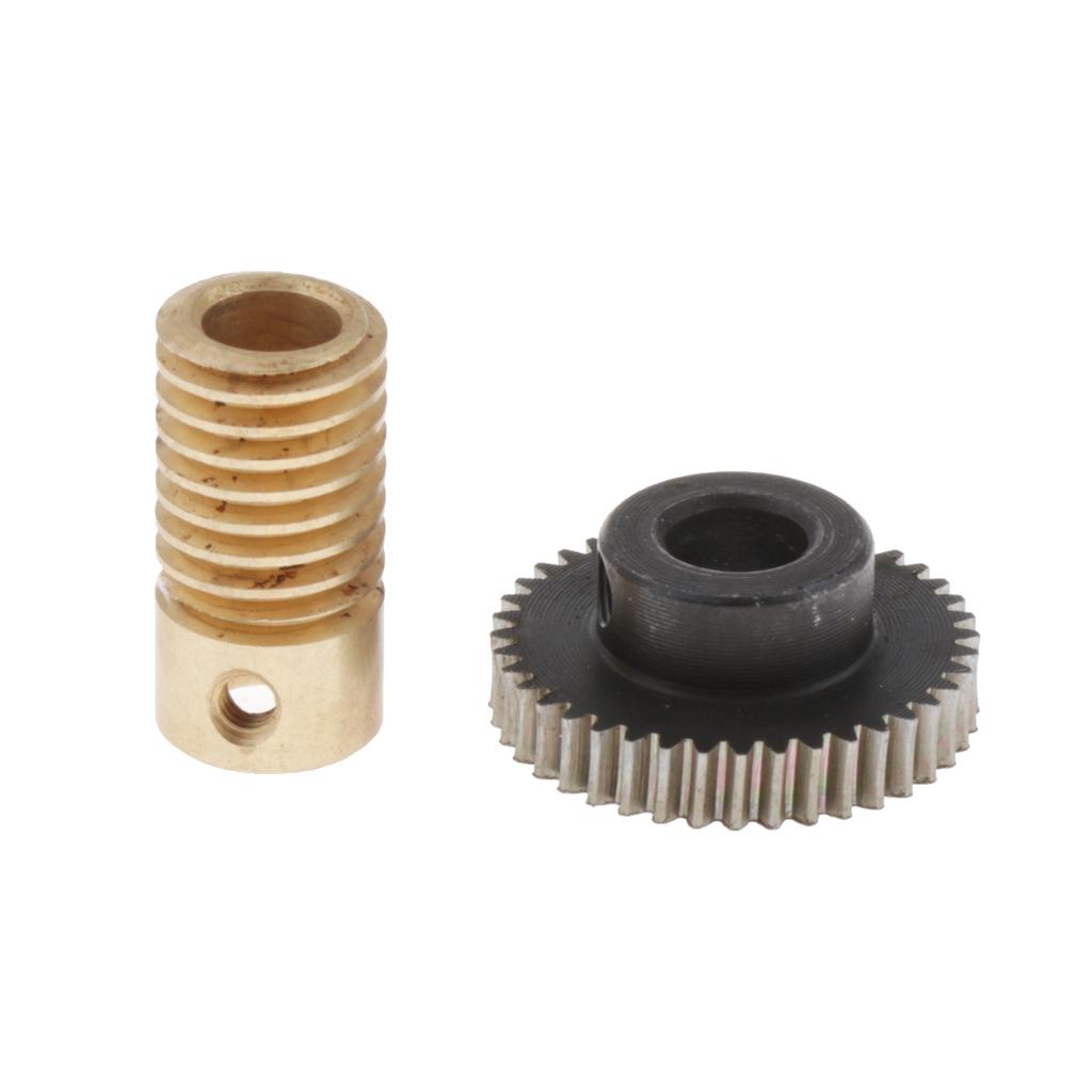 0.5 Modulus Steel Worm Gear Wheel + Brass Gear Shaft Set Hole 6mm