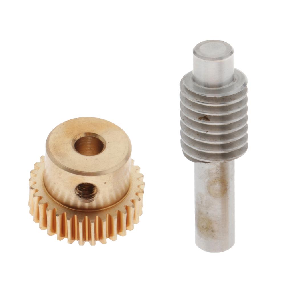 0.5 Modulus Brass Worm Gear Wheel + Gear Shaft Set  30 Tooth