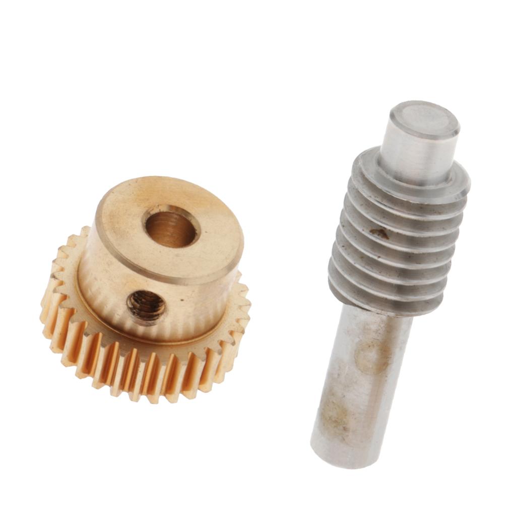 0.5 Modulus Brass Worm Gear Wheel + Gear Shaft Set  30 Tooth