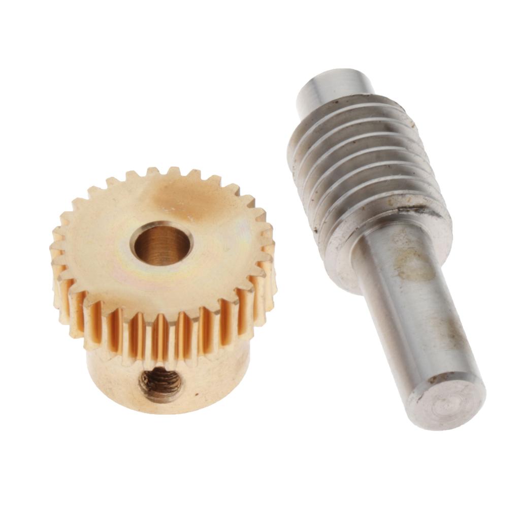 0.5 Modulus Brass Worm Gear Wheel + Gear Shaft Set  30 Tooth