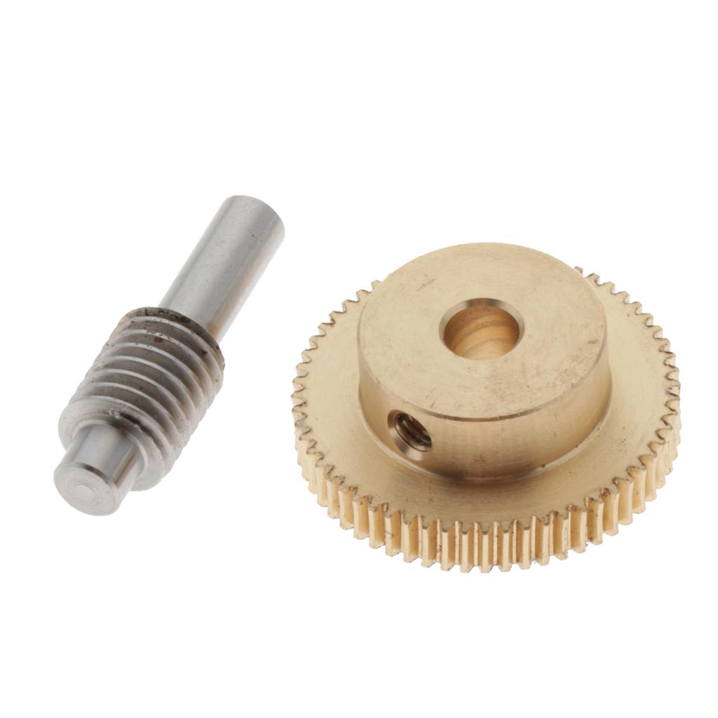 0.5 Modulus Brass Worm Gear Wheel + Gear Shaft Set  60 Tooth