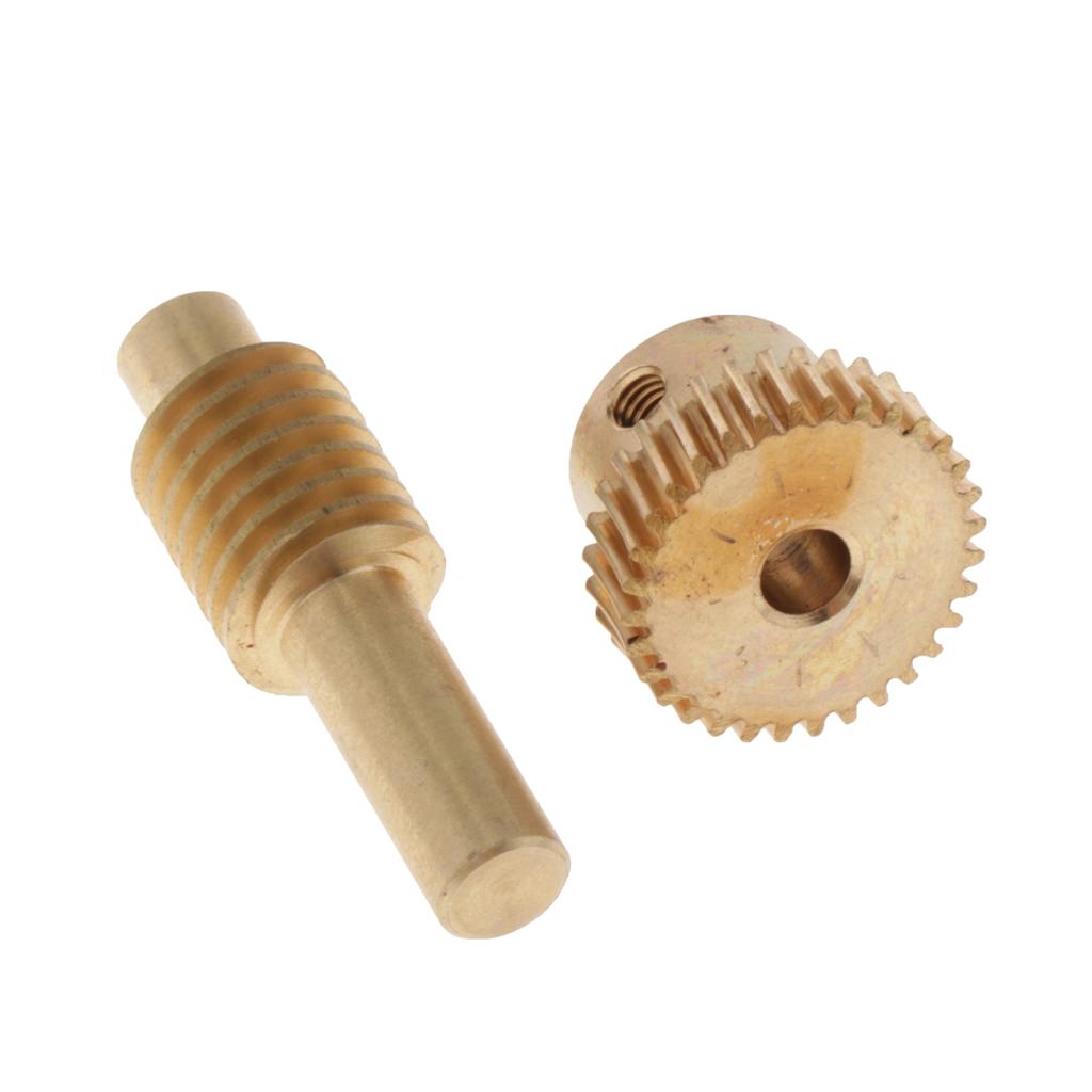 0.5 Modulus Brass Worm Gear Wheel + Brass Gear Shaft Set 32 Tooth