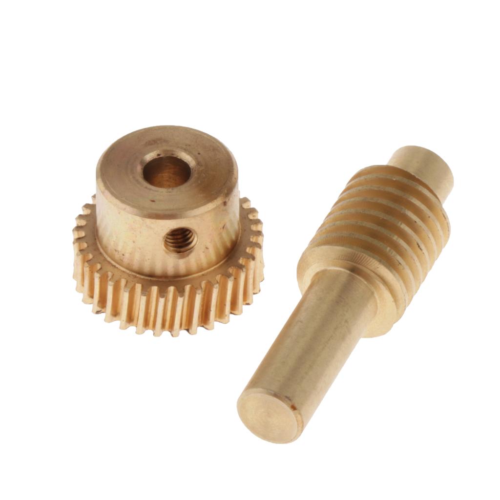 0.5 Modulus Brass Worm Gear Wheel + Brass Gear Shaft Set 32 Tooth