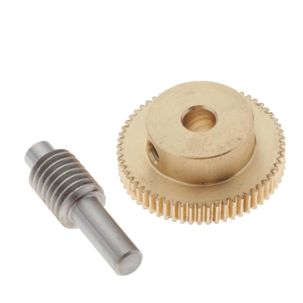 0.5 Modulus Brass Worm Gear Wheel 60 Tooth  + Steel Gear Shaft Set 