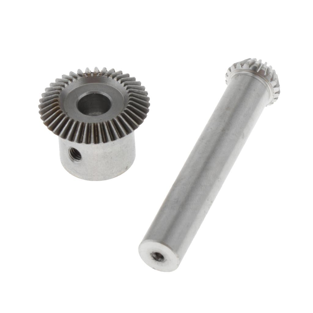 Steel 0.5 Modulus 20 Tooth & 40 Tooth Bevel Gear Set 6mm Hole Dia.