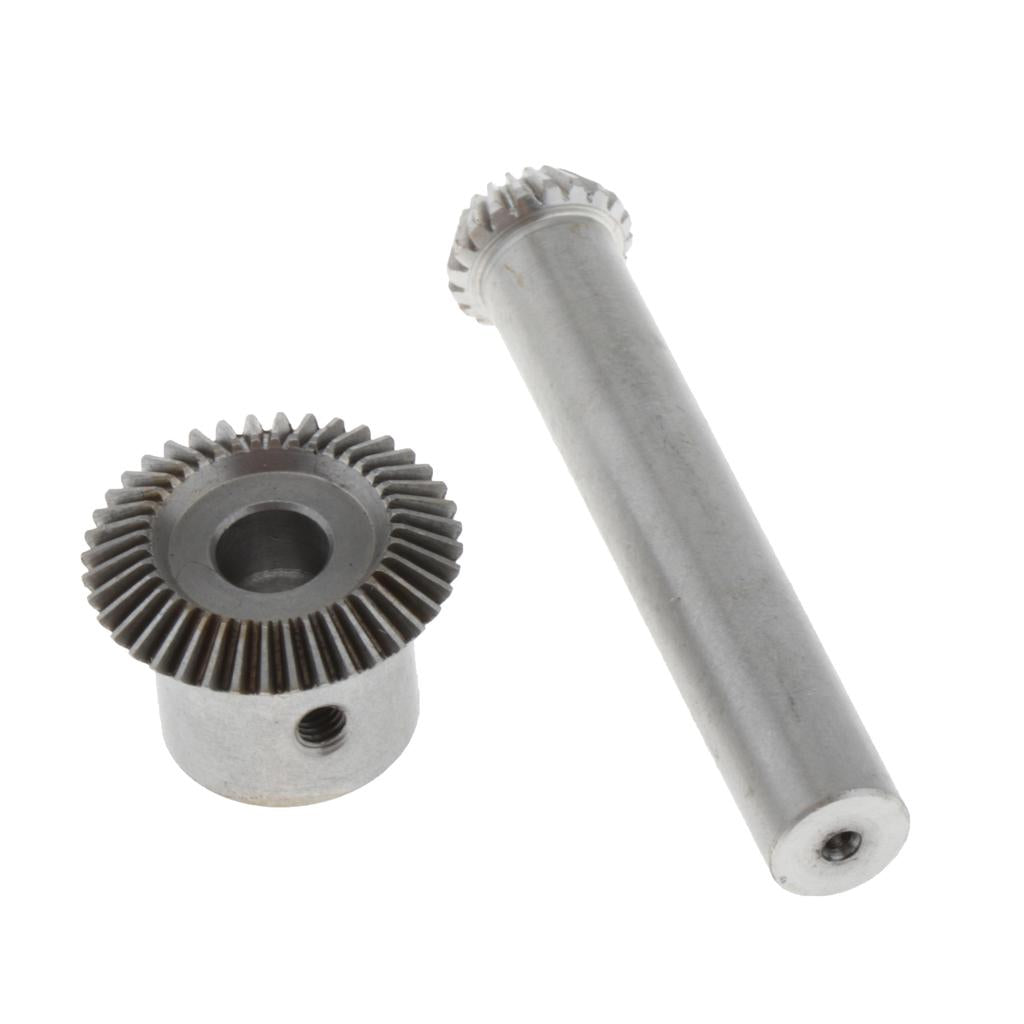 Steel 0.5 Modulus 20 Tooth & 40 Tooth Bevel Gear Set 6mm Hole Dia.