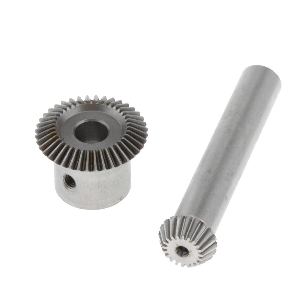 Steel 0.5 Modulus 20 Tooth & 40 Tooth Bevel Gear Set 6mm Hole Dia.