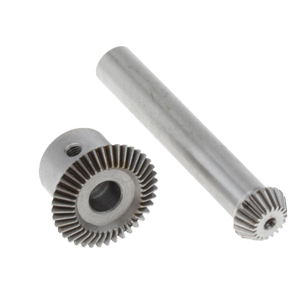 Steel 0.5 Modulus 20 Tooth & 40 Tooth Bevel Gear Set 6mm Hole Dia.