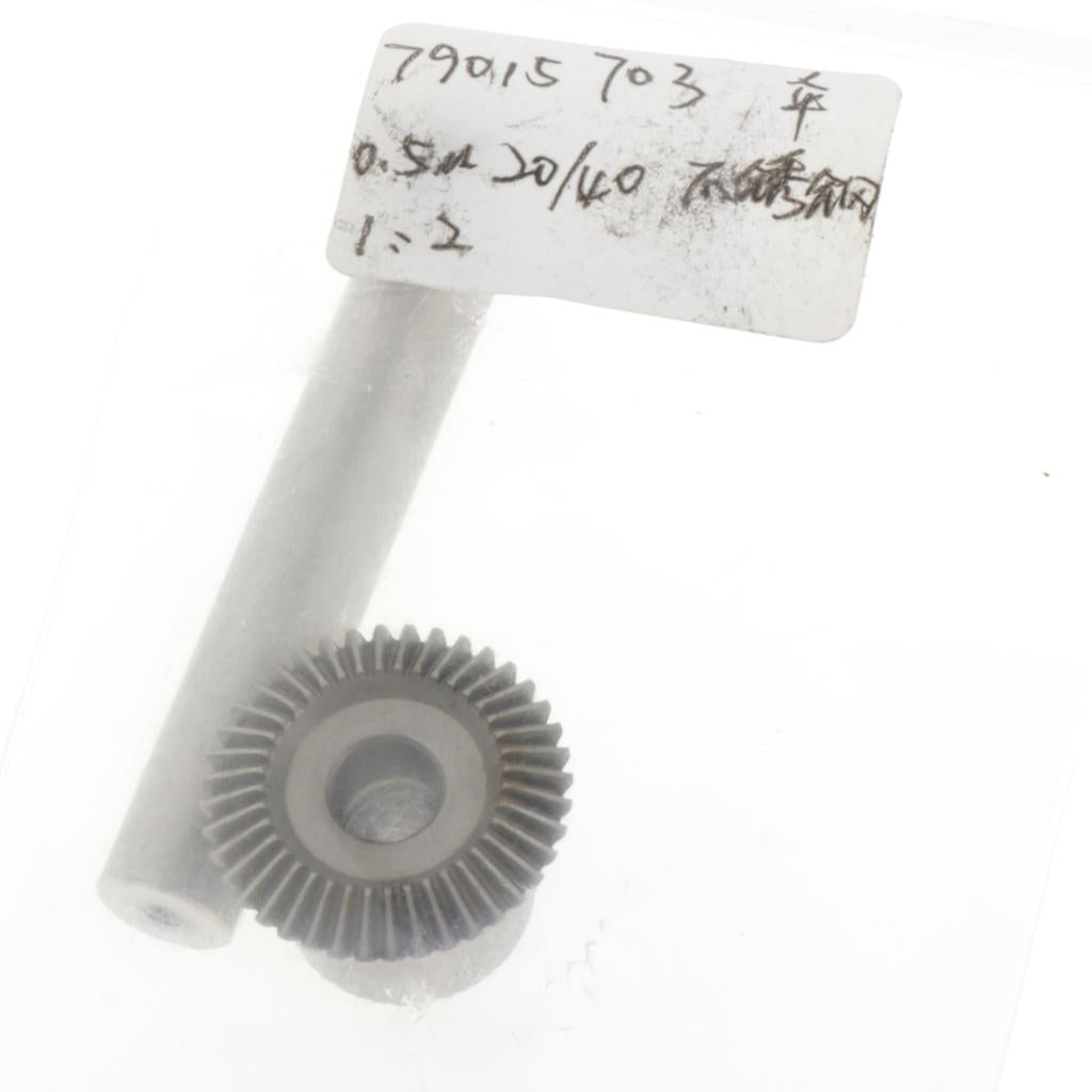 Steel 0.5 Modulus 20 Tooth & 40 Tooth Bevel Gear Set 6mm Hole Dia.