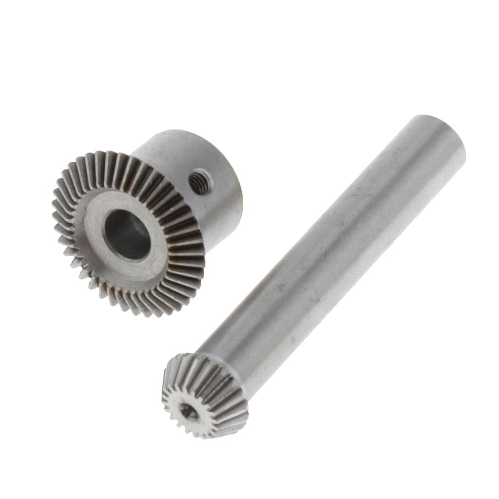 Steel 0.5 Modulus 20 Tooth & 40 Tooth Bevel Gear Set 6mm Hole Dia.