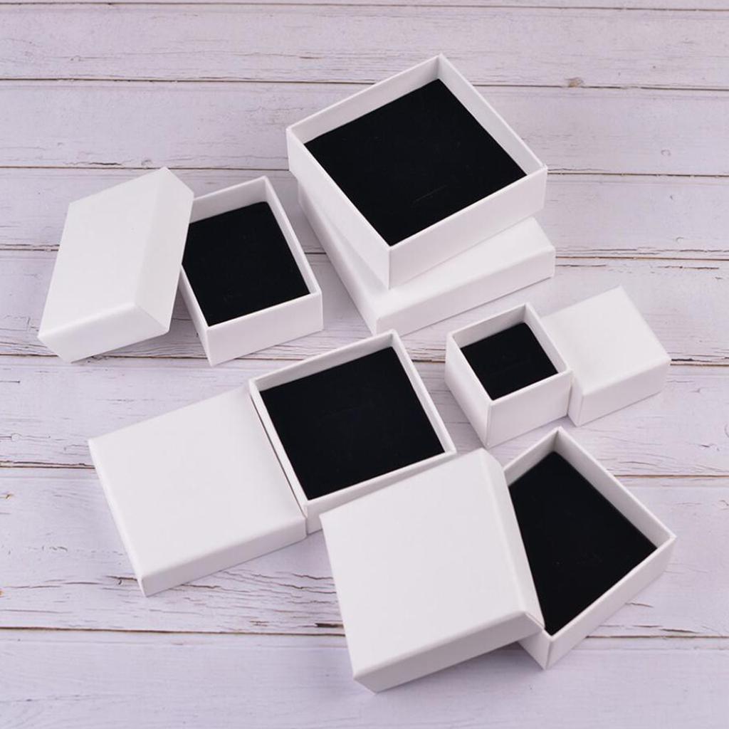 White Kraft Cardboard Jewellery Gift Box Wedding Favour Cotton Cushion A