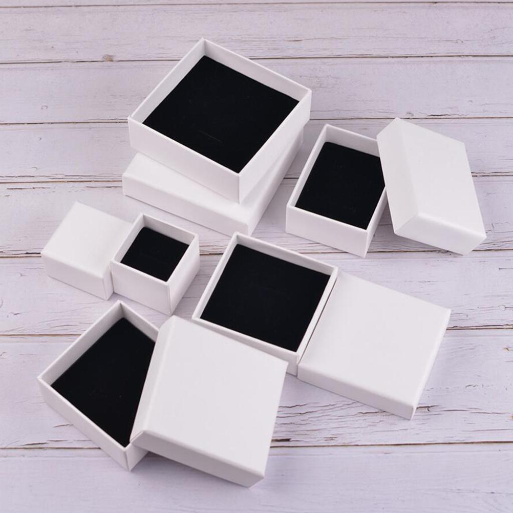 White Kraft Cardboard Jewellery Gift Box Wedding Favour Cotton Cushion A