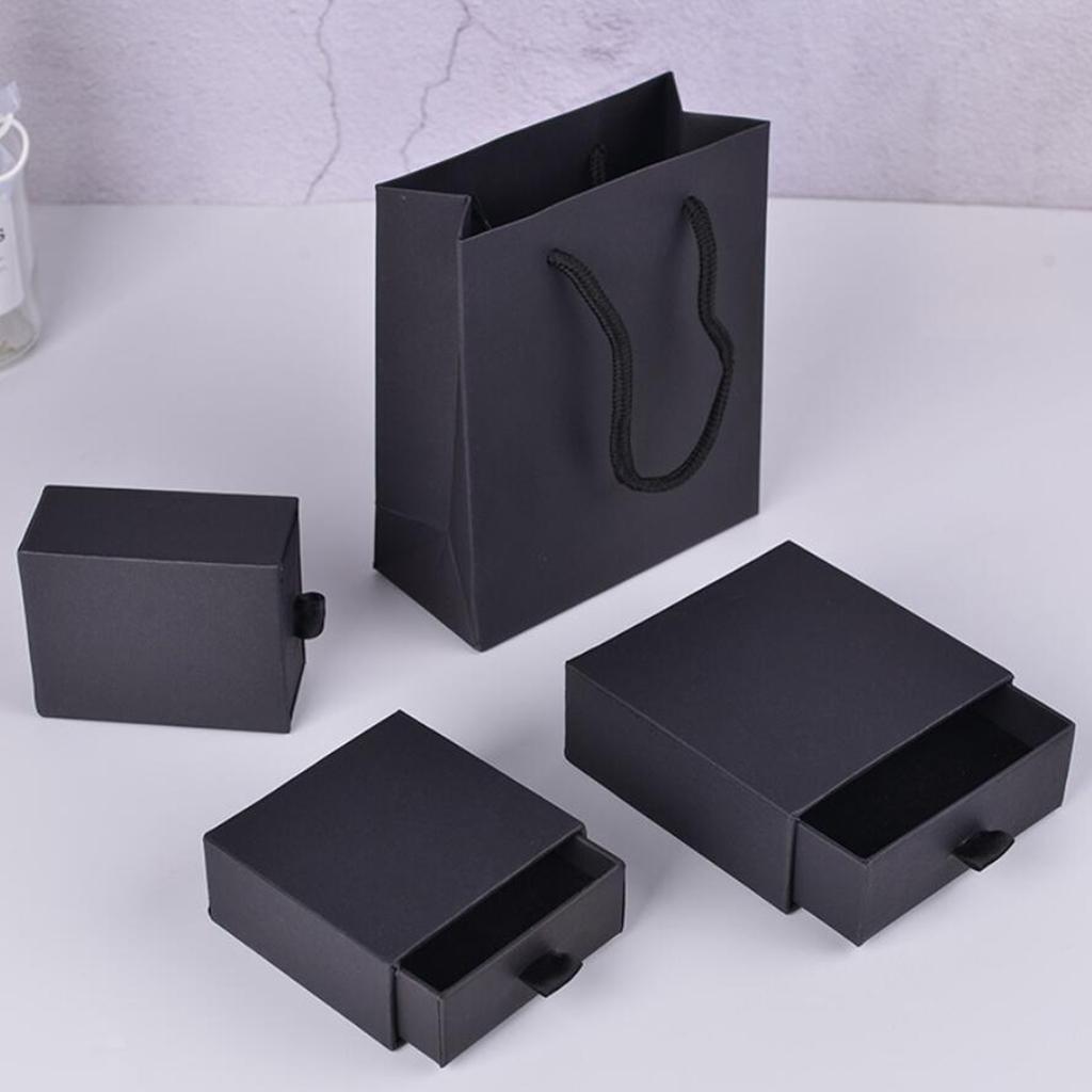 Cardboard Jewellery Gift Box Wedding Favour Cotton Cushion Black S