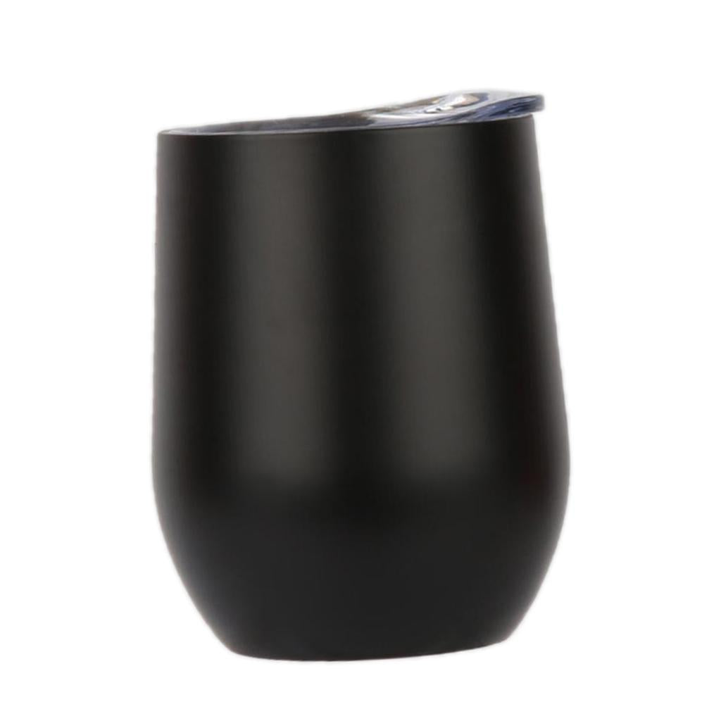 Insulated Stainless Steel Wine Double Wall Vacuum Cup 12OZ Black