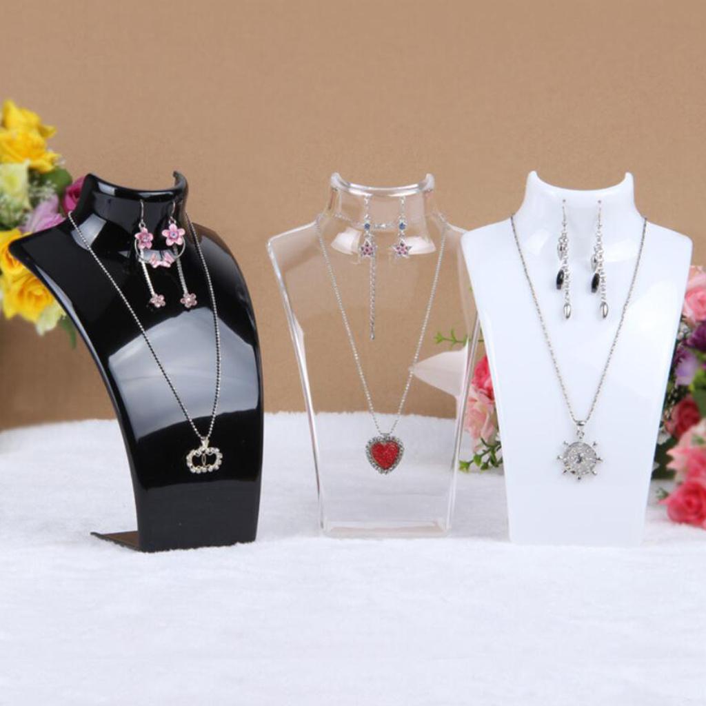 Acrylic Necklace Pendant Display Bust Mannequin Stand Holder White